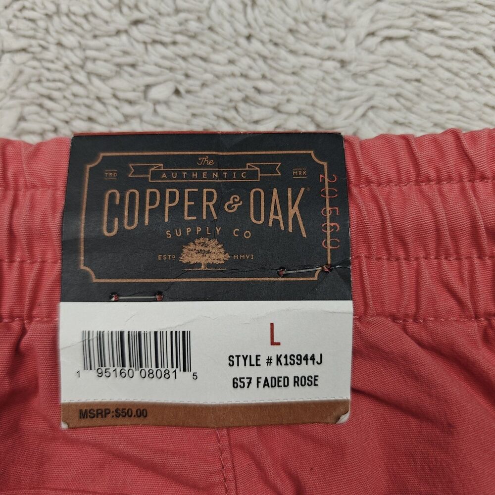 Copper Oak Supply Bermuda Shorts Men's L Faded Rose Elastic Waist 8" Inseam NWT - Picture 3 of 6